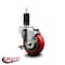Service Caster 3.5'' Red Poly Swivel 1-1/4'' Expanding Stem Caster with Brake SCC-EX20S3514-PPUB-RED-TLB-114 - alternate 3